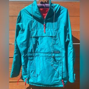 Vtg 80s 90s Ski Jacket Columbia Parka Colorful Neon Shell Coat anorak Hood M